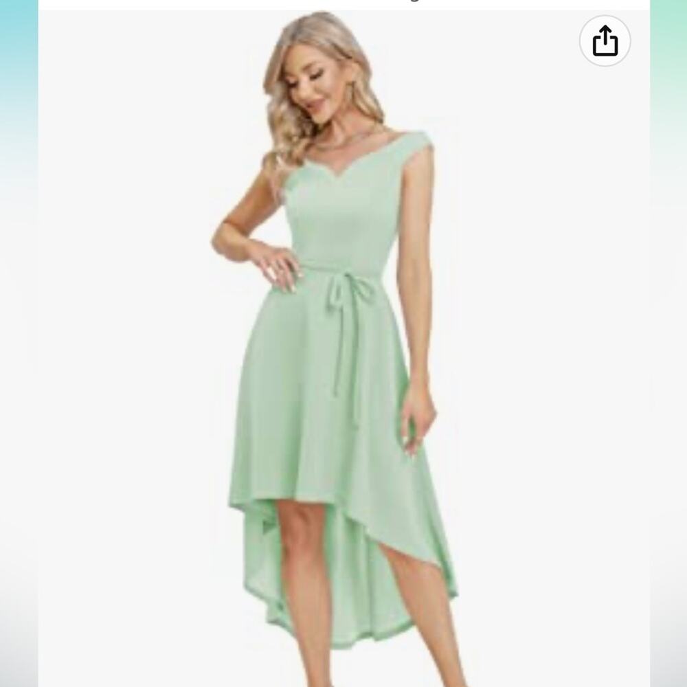 DRESSTELLS Off Shoulder High Low Semi Formal Skater Dress